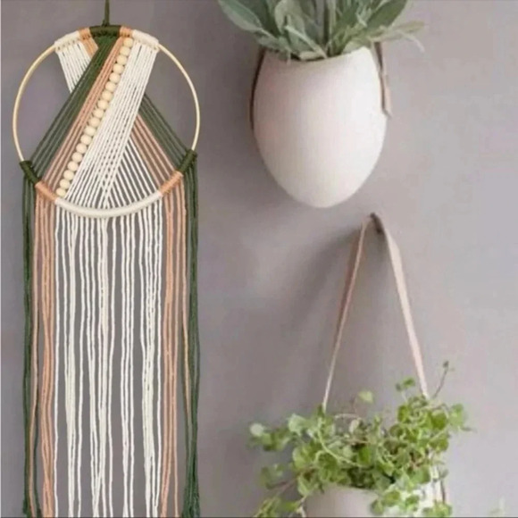 Boho Woven Beaded Wall Hanging — Neutral Macrame Wall Art - Picture 1 of 5
